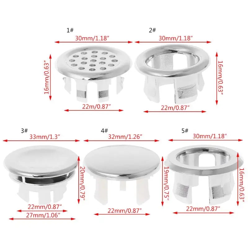 Bathroom Basin Sink Overflow Ring Round Insert  Hole Cover Cap