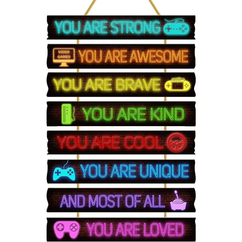 Gaming Room Decor for Boys - Wooden Wall Art,