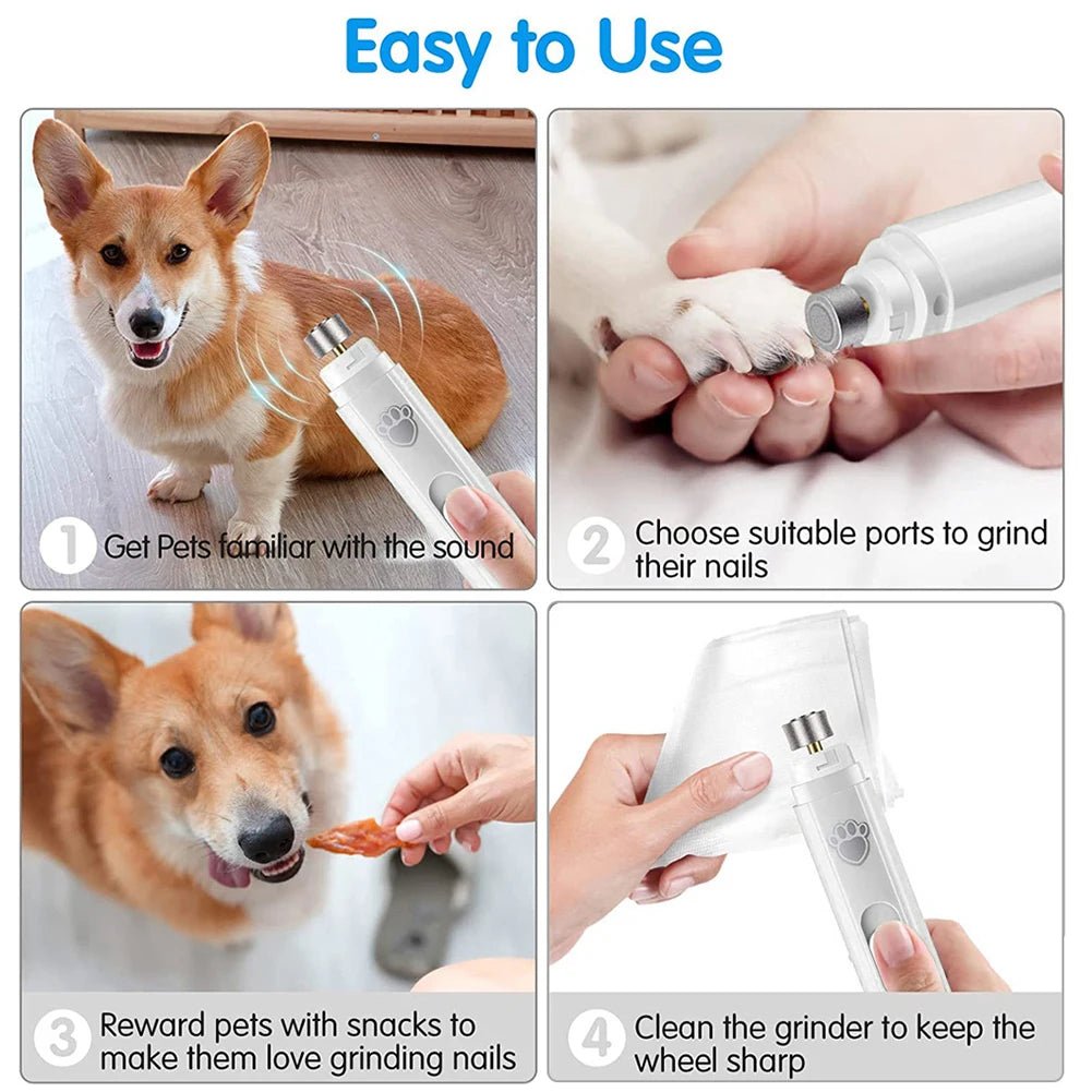 Electric Dog Nail Grinder with Polisher Wheel LED Light Pet Nail Clipper USB Rechargeable 2 - Speed Pet Nail Trimmers for Cat Dog - MyLootWare