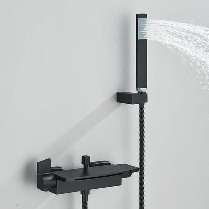 Black Waterfall Bathtub Shower Faucets Wall Mount Shower Mixer Tap Faucets Hot Cold Bath Shower Tap BaRobinet Baignoire - MyLootWare
