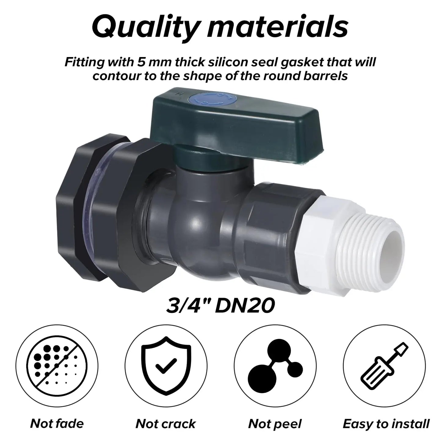 1 Set, PVC Water Barrel Spigot Kit, Connector Drain Adapter With Inner Connection For Garden, Rain Barre, Garden Tool Supplies - MyLootWare