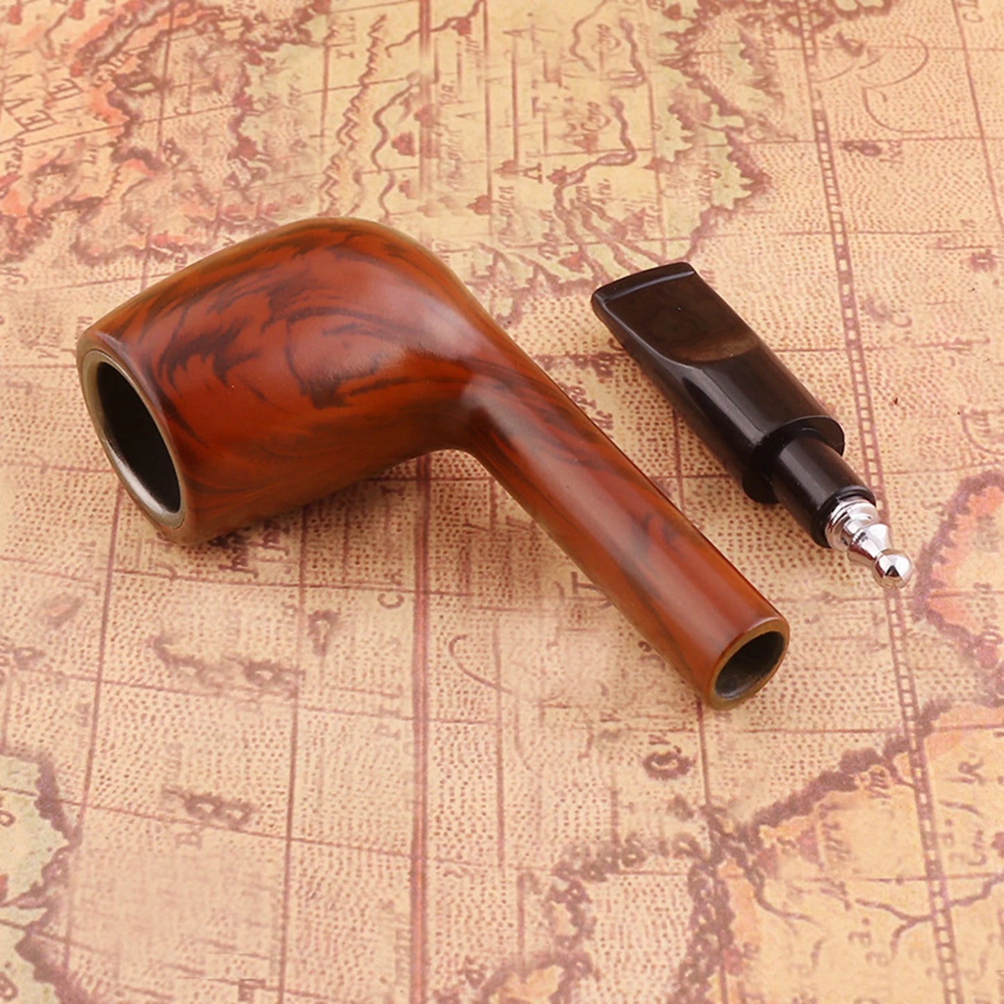 1pc, Classic Wood Grain Resin Pipe for Smoking Gifts, Smoking Accessories - MyLootWare