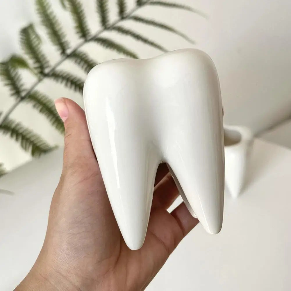 Funny Tooth Shape Ceramic Pen Holder Pencil Pot