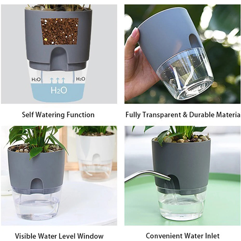 Double Layer Plastic Flower Pot Self Watering