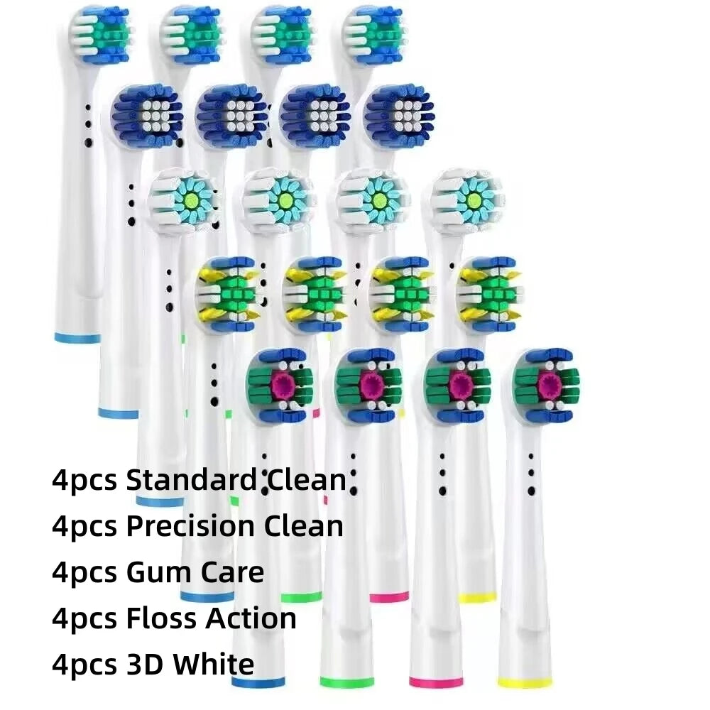 8/16Pcs Replacement Brush Heads for Oral B Electric Toothbrushes Floss Cross Action 3D Pro White Precision Standard Daily Clean - MyLootWare