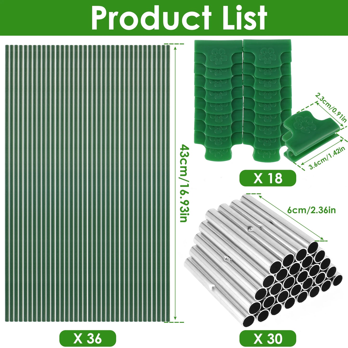 Greenhouse Hoops Frame Tunnel Kit 17 Inches Long