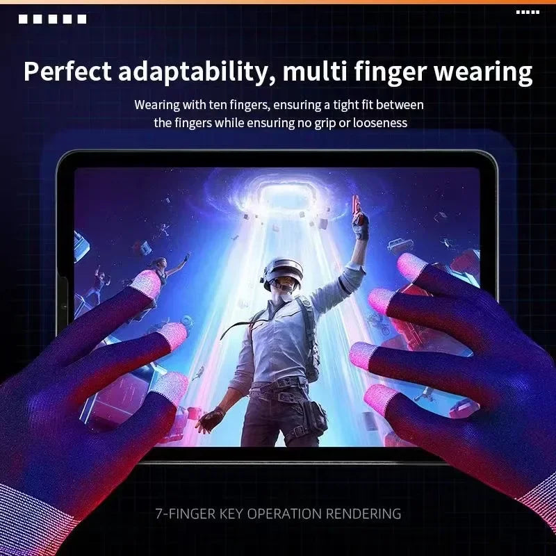 1 Pair NEW E-Sports Mobile PUBG Game Finger Gloves Silver Fiber Anti Slip Ultrathin Sweat Resistance Breathable Gaming Fingertip - MyLootWare