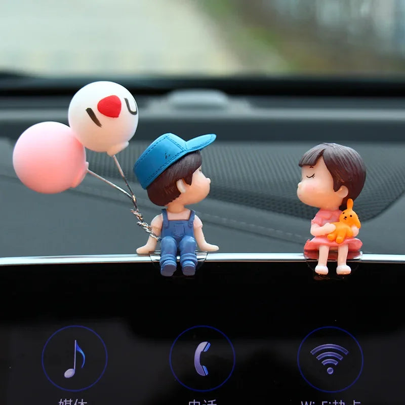 Car accessories, cartoon couple dolls, cute car display screen, balloon decoration, car accessories, men and women's gifts - MyLootWare