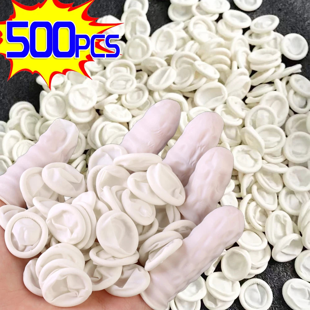 500/100pcs Disposable Latex Rubber Finger Cots Sets Non-slip White Fingertips Protector Gloves For Phone Watch Repair Supplies - MyLootWare