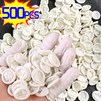 500/100pcs Disposable Latex Rubber Finger Cots Sets Non-slip White Fingertips Protector Gloves For Phone Watch Repair Supplies - MyLootWare