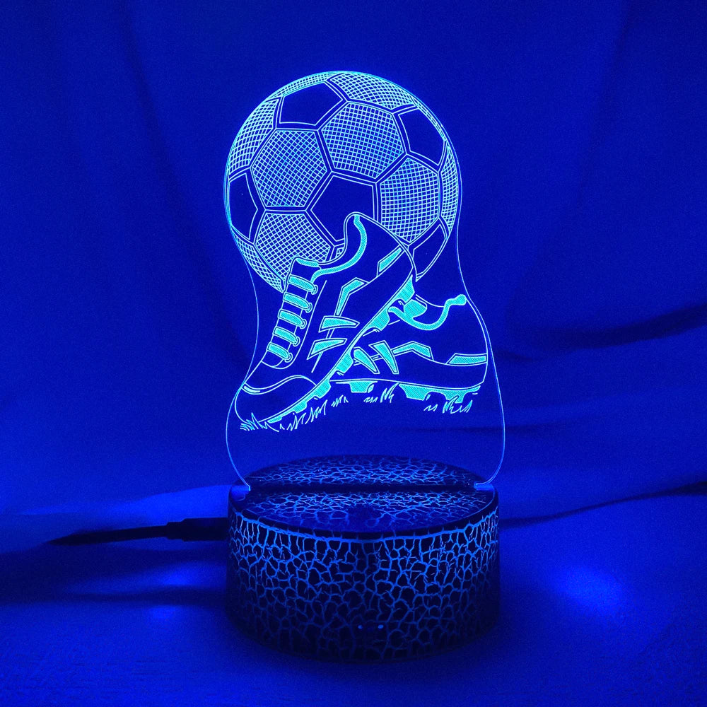 New 3d Illusion Kids Night Light Football 7 Colors