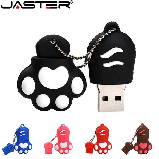 Cartoon Cat Paw Pen Drive 64GB Free Key Chain Pendrive 32GB Red USB Flash Drive 16GB 8GB 4GB Cute High-speed Memory Stick 128GB - MyLootWare