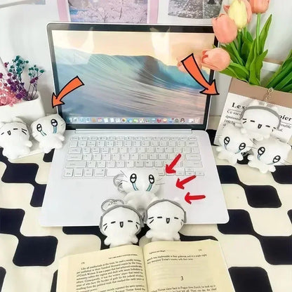 Cute Headphones Kitten Couple Keychain Mini Crying