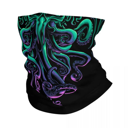 Red Tentacles On Black Bandana Neck Gaiter