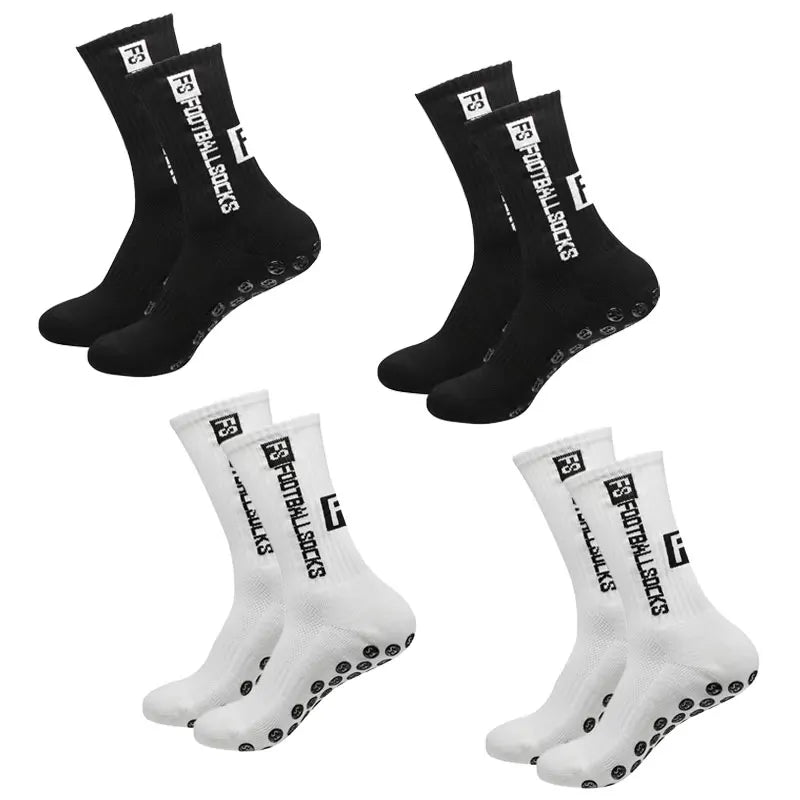 4 Pairs Soccer Socks Sports Grip Socks Anti-slip Basketball Socks Spot Rubber Anti-slip Cotton Soccer Socks - MyLootWare