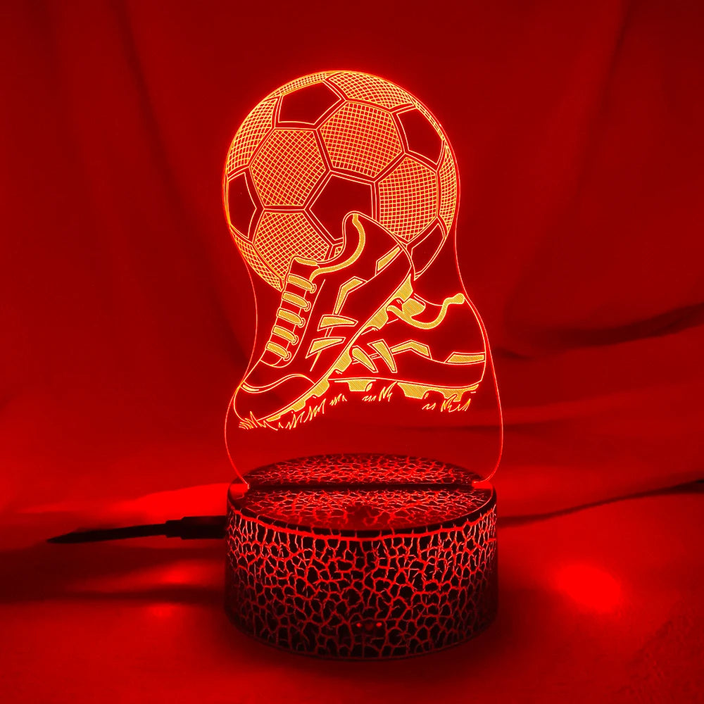 New 3d Illusion Kids Night Light Football 7 Colors
