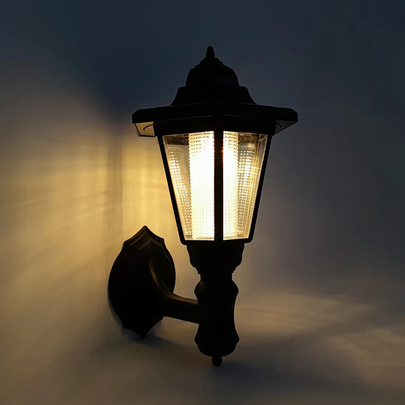 Retro Solar Wall Lights, Outdoor Hexagonal Lamp,