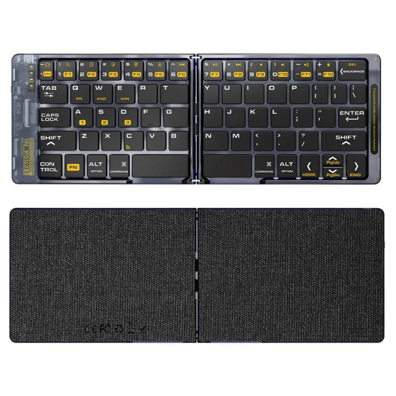 Portable wireless Bluetooth folding keyboard with 65 keys suitable for iPad laptops tablets small keyboards