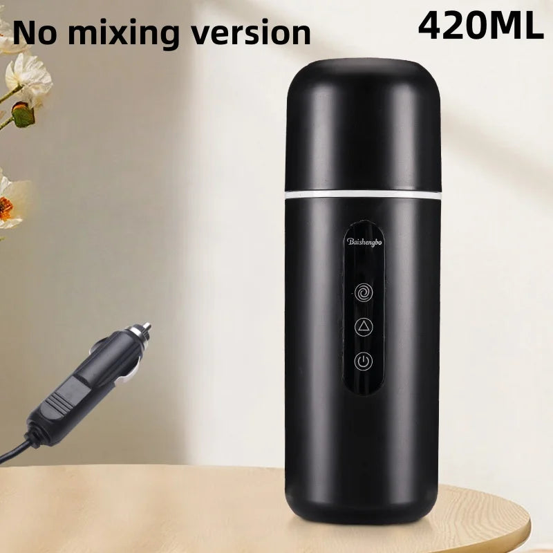 420ml Portable Car Heating Cup Electric Kettle 304 LED Smart Temperature Control Warmer Stirring Cup Heating Bottle Mixing Cup - MyLootWare