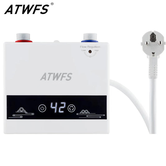 ATWFS 220V Electric Water Heater Hot Water for Bathroom Thermostati Tankless Instant Home Shower Heating Kitchen - MyLootWare