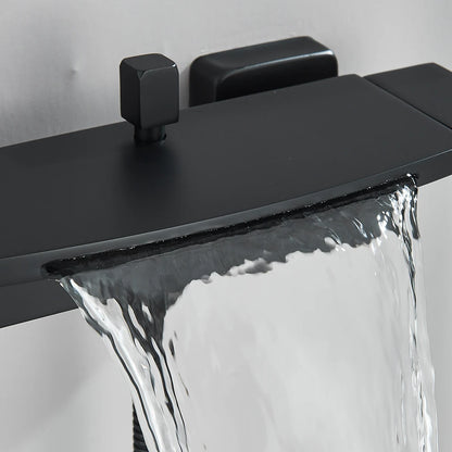 Black Waterfall Bathtub Shower Faucets Wall Mount Shower Mixer Tap Faucets Hot Cold Bath Shower Tap BaRobinet Baignoire - MyLootWare