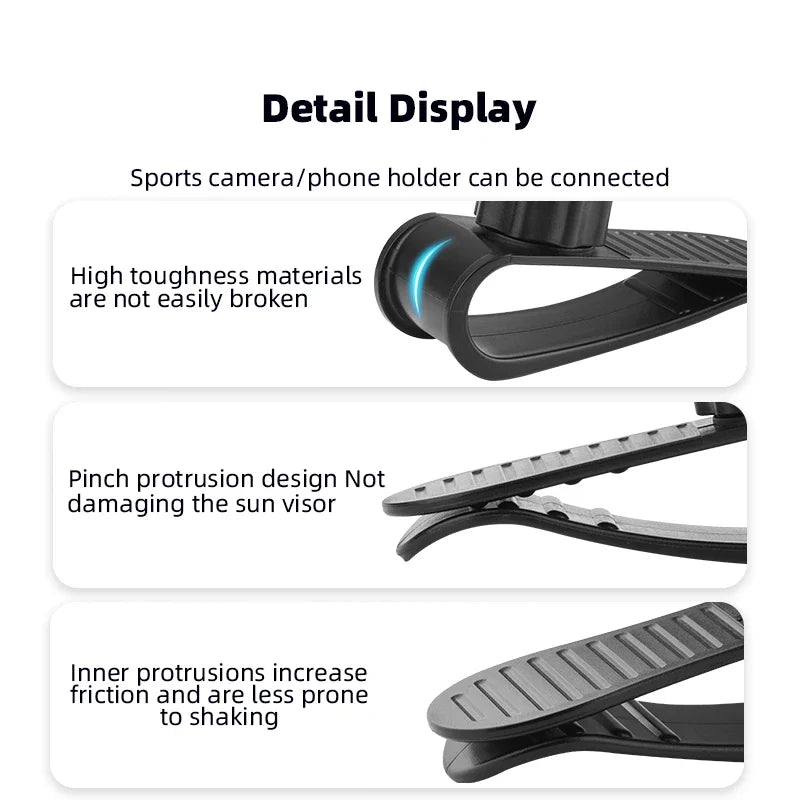 BRDRC Car Sun Visor Mount for Insta360 X5/Ace Pro/GoPro Hero 13 12 11 10/Pocket 3/Action 5 Pro Camera Smartphone Accessories - MyLootWare