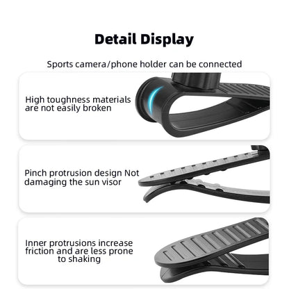 BRDRC Car Sun Visor Mount for Insta360 X5/Ace Pro/GoPro Hero 13 12 11 10/Pocket 3/Action 5 Pro Camera Smartphone Accessories - MyLootWare