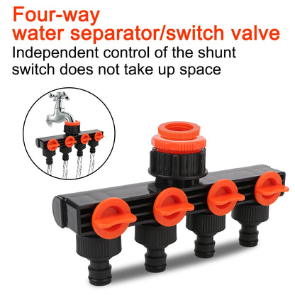 For Water Pipe 4 Way Hose Splitters Valve Splitter