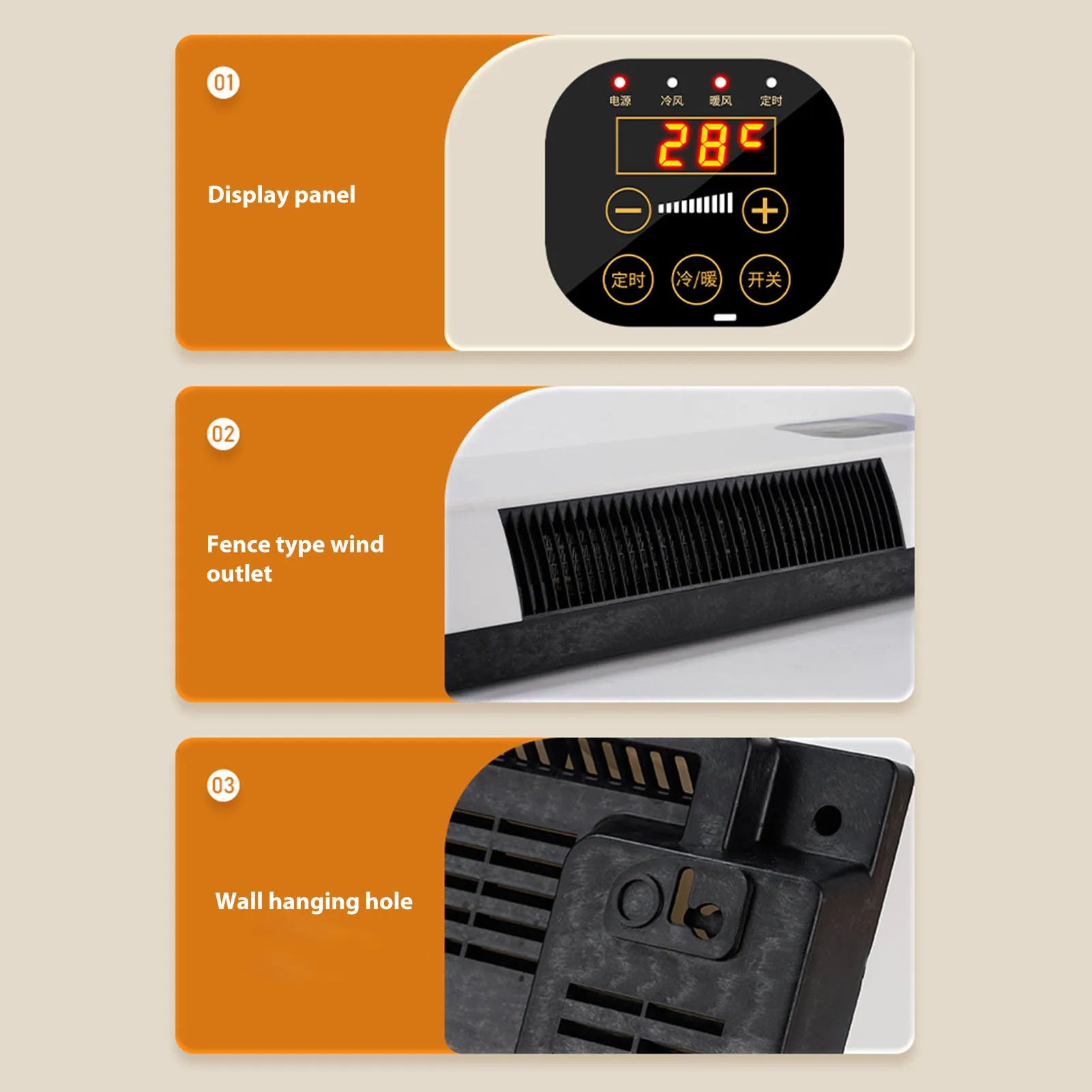 Wall Mounted Heating Machine Safety Electric Wall Mounted Heater Space Saving Nature Warm Wind with Remote Control for Bedroom - MyLootWare