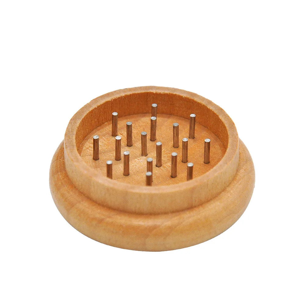 2-Layers 55mm Dia Zinc Alloy Tobacco Grinder Round Wooden Herb Crusher for Kitchen Supplies DIY Cutter Smoking Accessories - MyLootWare