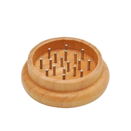 2-Layers 55mm Dia Zinc Alloy Tobacco Grinder Round Wooden Herb Crusher for Kitchen Supplies DIY Cutter Smoking Accessories - MyLootWare