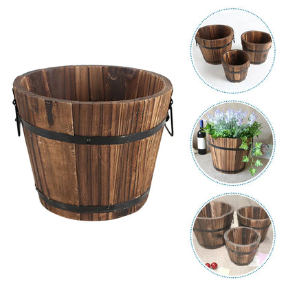 Wooden Flower Bucket Decorative Rustic Flower Pot