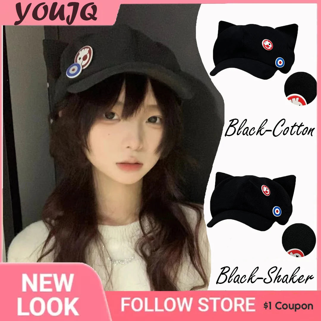 Anime EVA Shikinami Asuka Rangure Cat Ear Shaker Fleece Hat Peak Baseball Cap Anime Cosplay Accessories Anime Peripheral Caps - MyLootWare