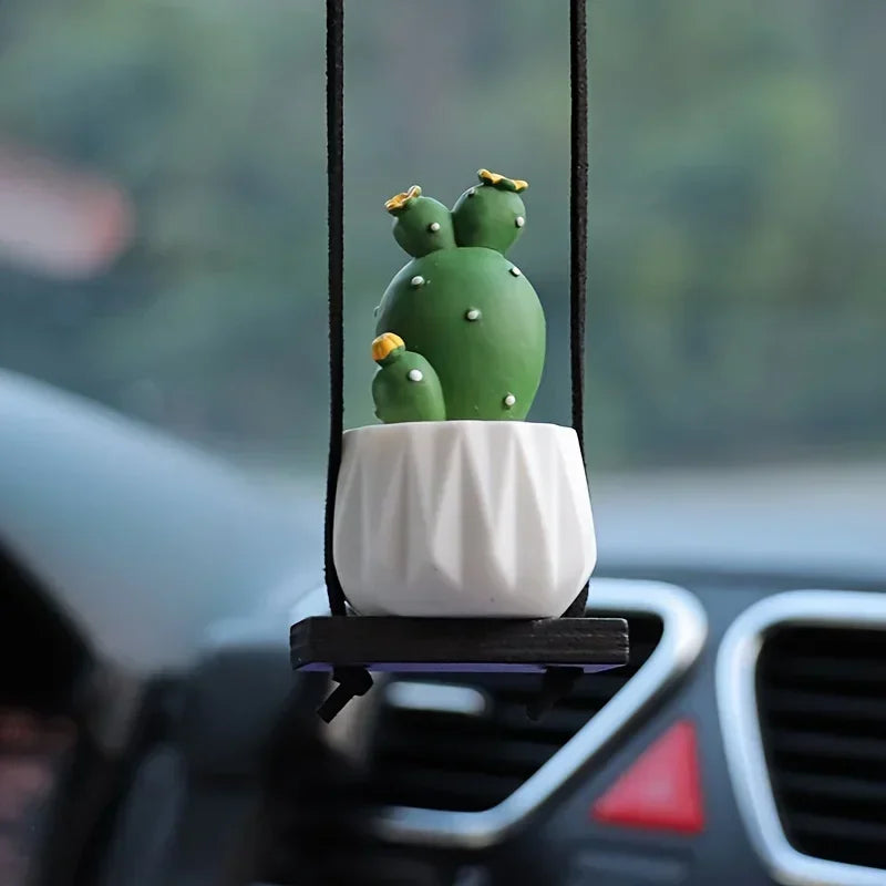 Mini Macrame Plant Hanger Rear View Mirror Car