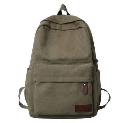 Solid Canvas Backpack Unisex Large Capacity