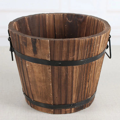 Wooden Flower Bucket Decorative Rustic Flower Pot