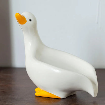 Ceramics Soap Dish Duck Shaped Storage Self-Draining Soap Rack Shower Bathroom Kitchen Tub Sink Tray Bracket Bathroom - MyLootWare