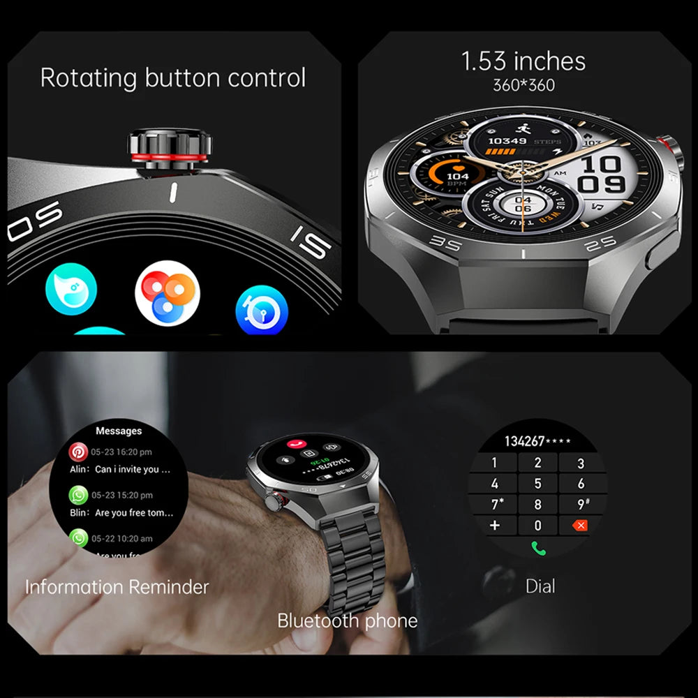 2025 New Smart Watch Men AMOLED HD Display Sports Health Tracker Waterproof Bluetooth Call Smartwatch Men For HUAWEI GT5 PRO - MyLootWare