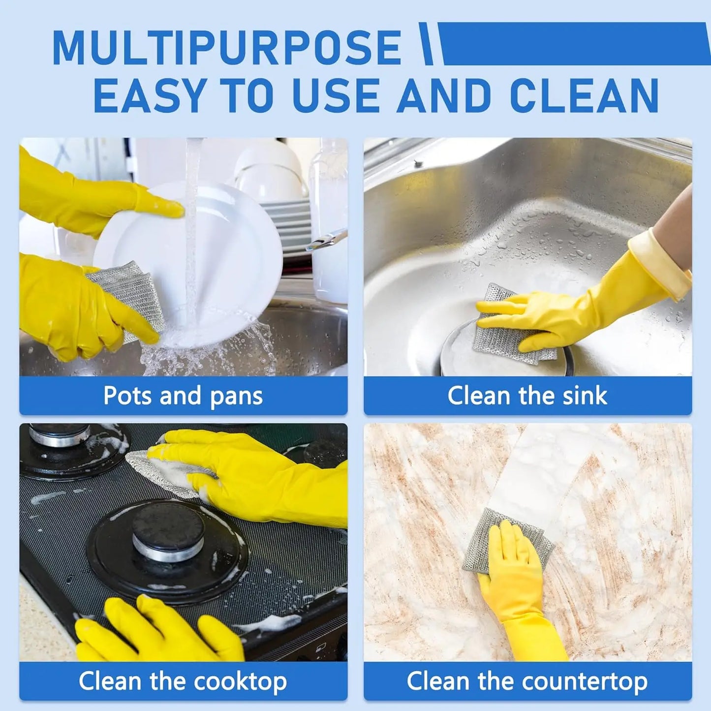 20PCS Wire Dishwashing Rags for Wet and Dry Non-Scratch Steel Wool Scrubber Cleaning Pads Wipes Stainless Miracle Cloths Sponges - MyLootWare