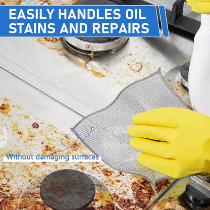 20PCS Wire Dishwashing Rags for Wet and Dry Non-Scratch Steel Wool Scrubber Cleaning Pads Wipes Stainless Miracle Cloths Sponges - MyLootWare