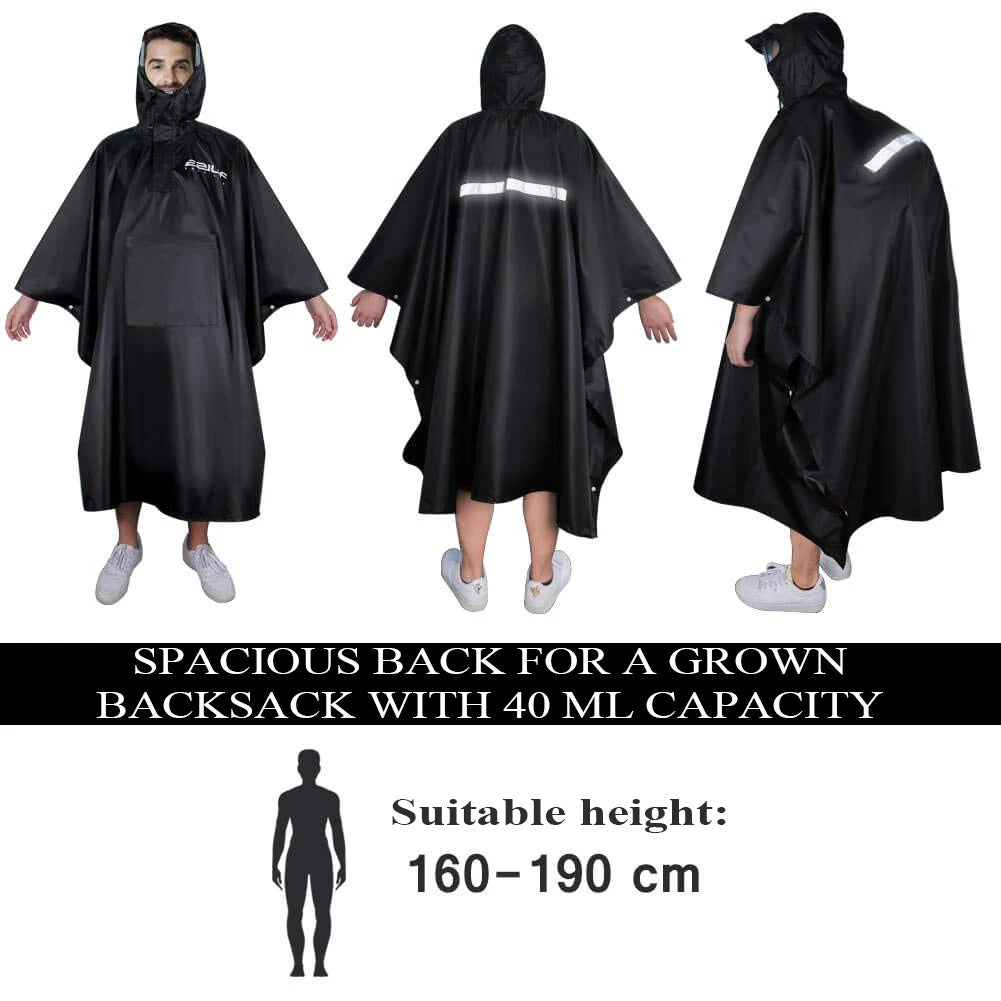 210T Oxford Cloth Portable Cloak Raincoat Multifunctional Backpack Raincoat Outdoor Mountaineering Cycling Adult Hooded Raincoat - MyLootWare