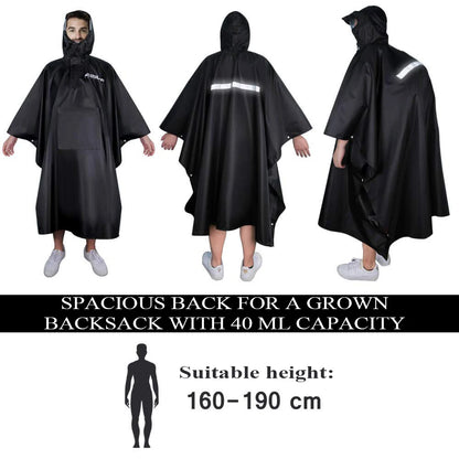 210T Oxford Cloth Portable Cloak Raincoat Multifunctional Backpack Raincoat Outdoor Mountaineering Cycling Adult Hooded Raincoat - MyLootWare