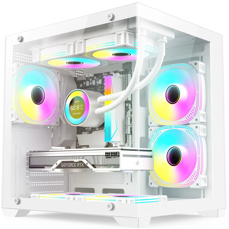MANMU Gaming Computer Cases & Towers case pc Gaming White Micro ATX pc Gaming System Unit Case