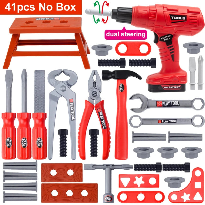 Children's Tool Set with Electric Toy Drill Kids Power Construction Toy Pretend Play Toy Tools Kit for Toddler Boys Girls Child - MyLootWare
