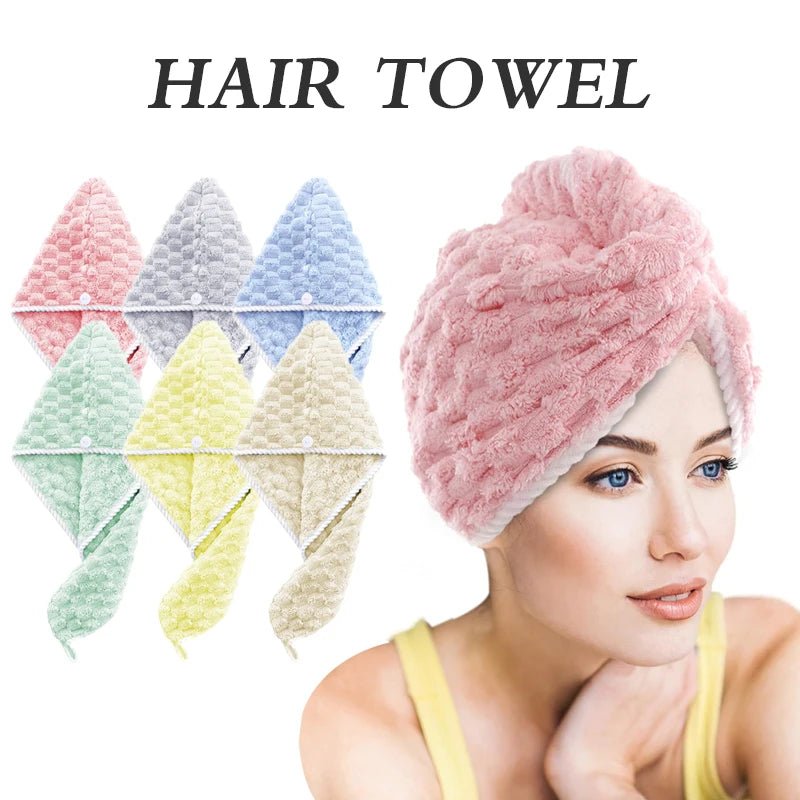 Microfiber Hair Towel Wraps, Super Absorbent Dry Hair Towel Long Hair Fast Drying Towels - MyLootWare