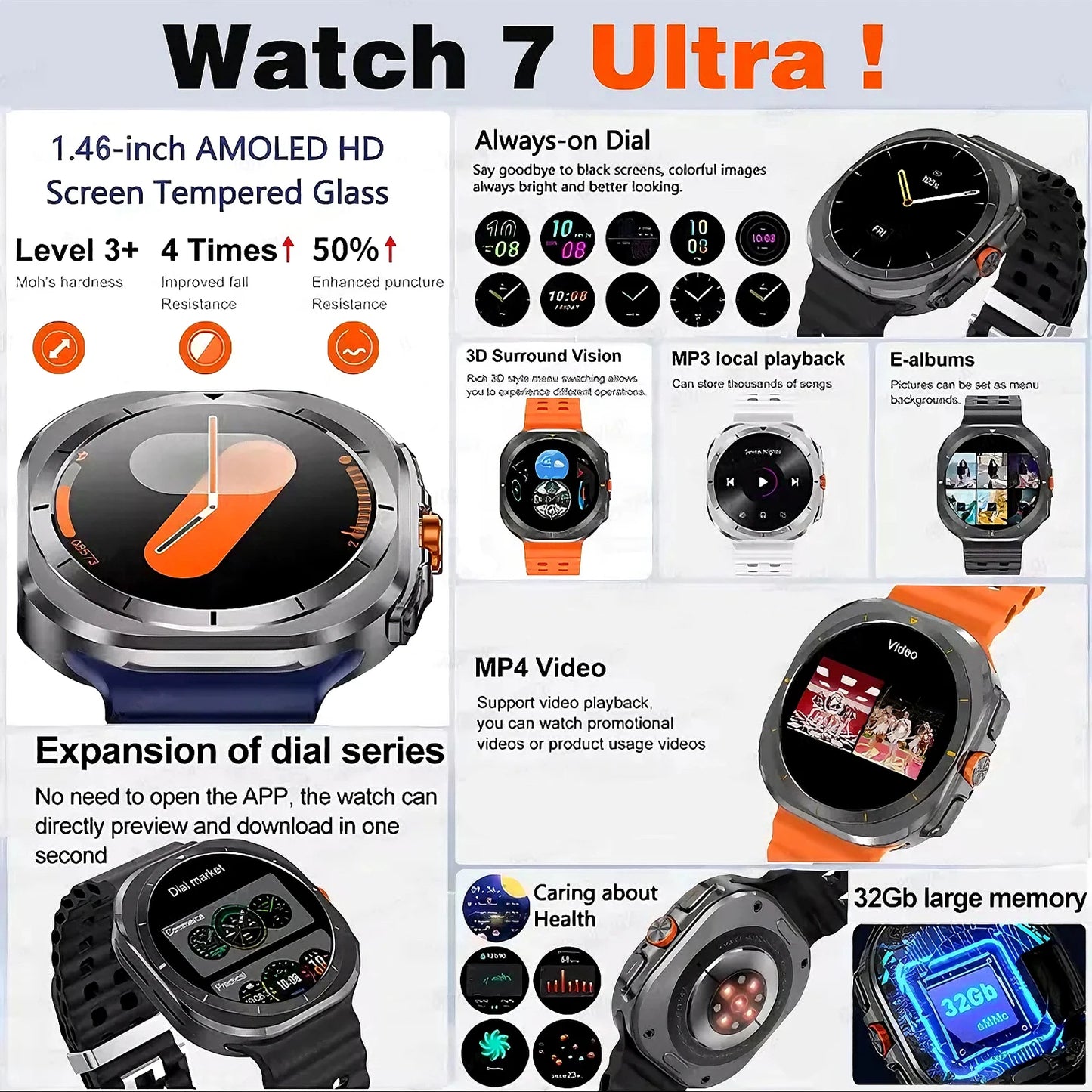 New WATCH 7 Ultra SmartWatch Men Women 32GB ROM