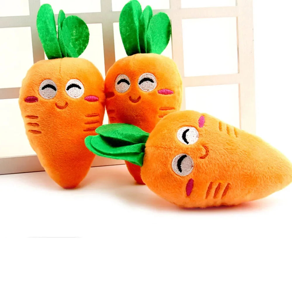 3pcs Dog Toys Pet Squeaky Carrot Plush Toys Stuffed Soft Dog Cat Chew Interactive Toys for Dogs Cats Teeth Cleaning Pet Supplies - MyLootWare