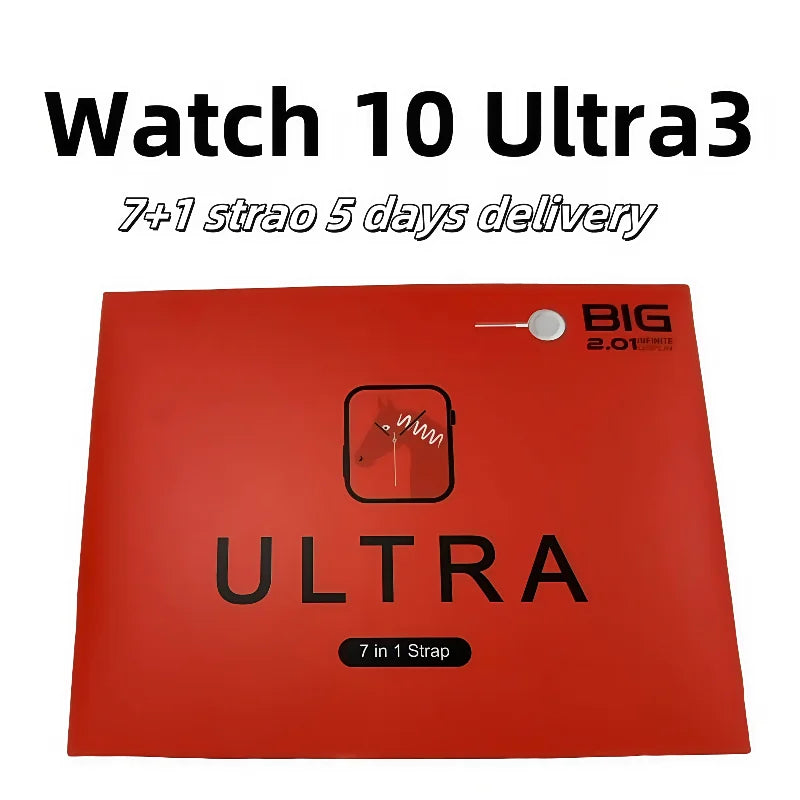 2025 Smartwatch 7in1 Strap 9 Ultra Smartwatch 2.2 HD screen Heart rate monitoring NFC Smartwatch Gift for men and women - MyLootWare