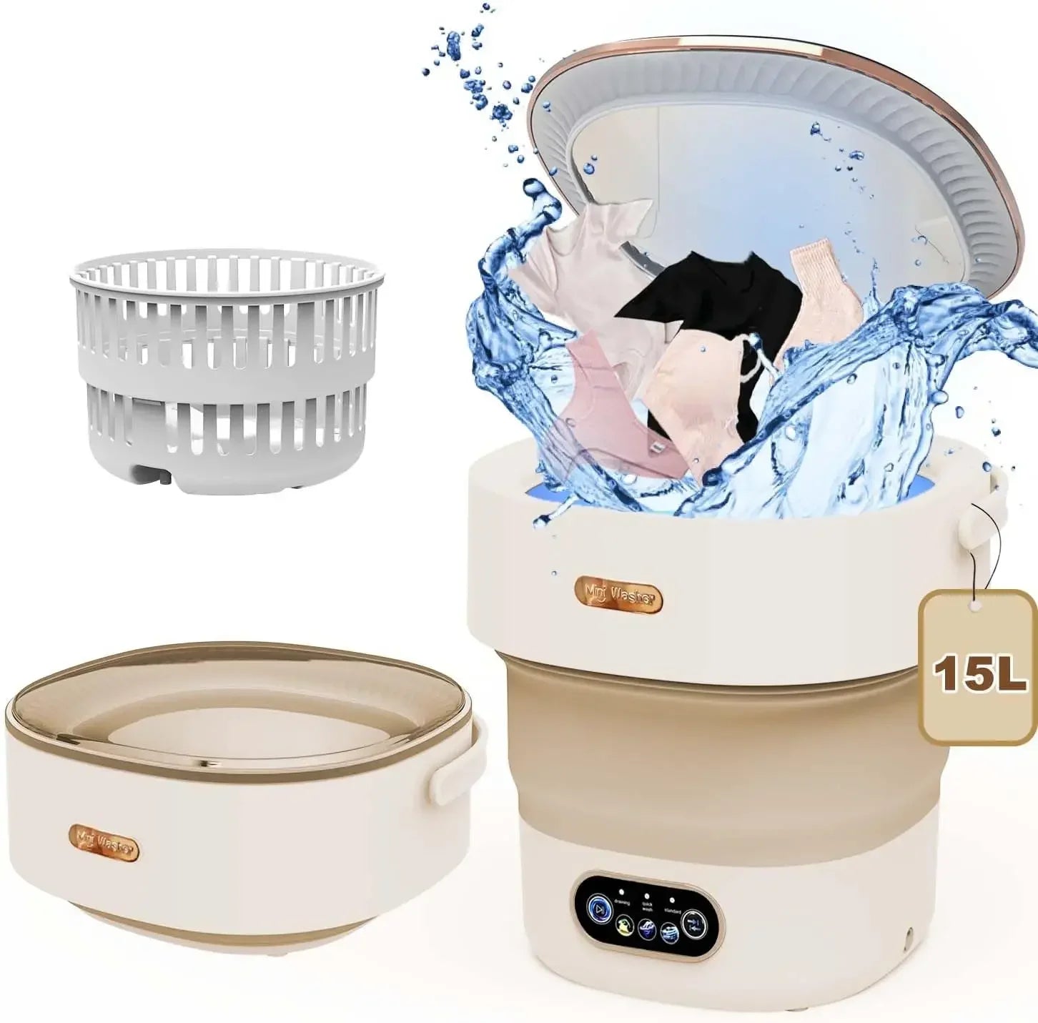 15L Portable Small Washing Dryer Machine Collapsible Washer with Spin Apartment Travel Socks Underwear Panties Washing Machine - MyLootWare