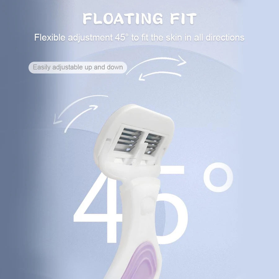 5 Blades Razor for Sensitive Skin Replaceable Refill Floating on Skin Non-slip Handle Lubricating Bar Trimmer Hair Shaver - MyLootWare